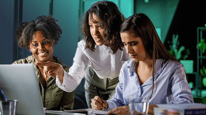Three women working