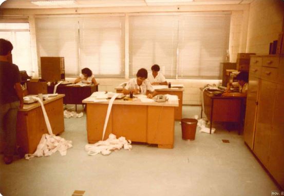 Vintage image of people at desks