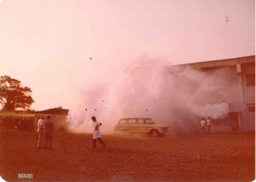 Smoke and a car