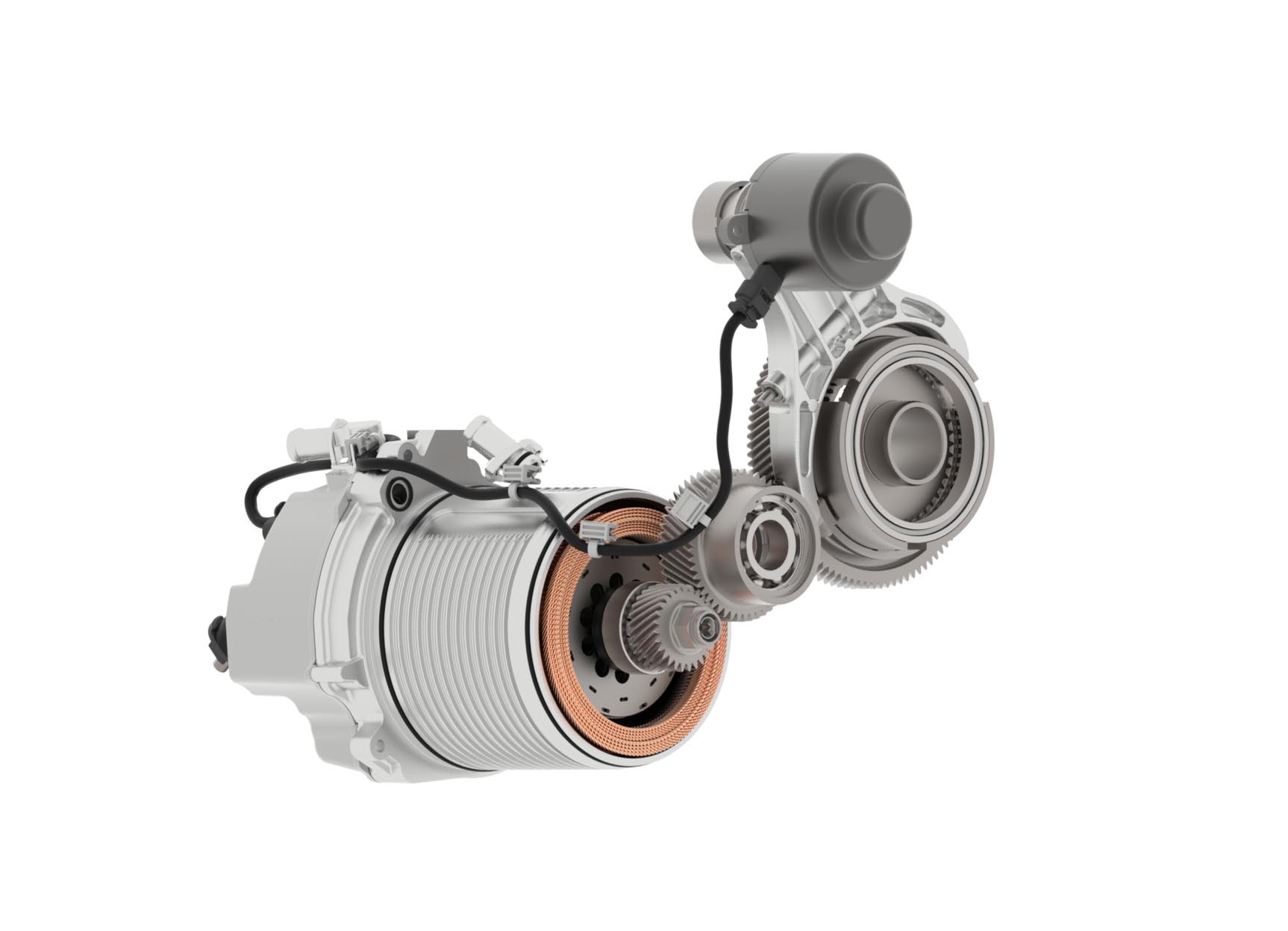 Exploded view of P3 drive module against white background