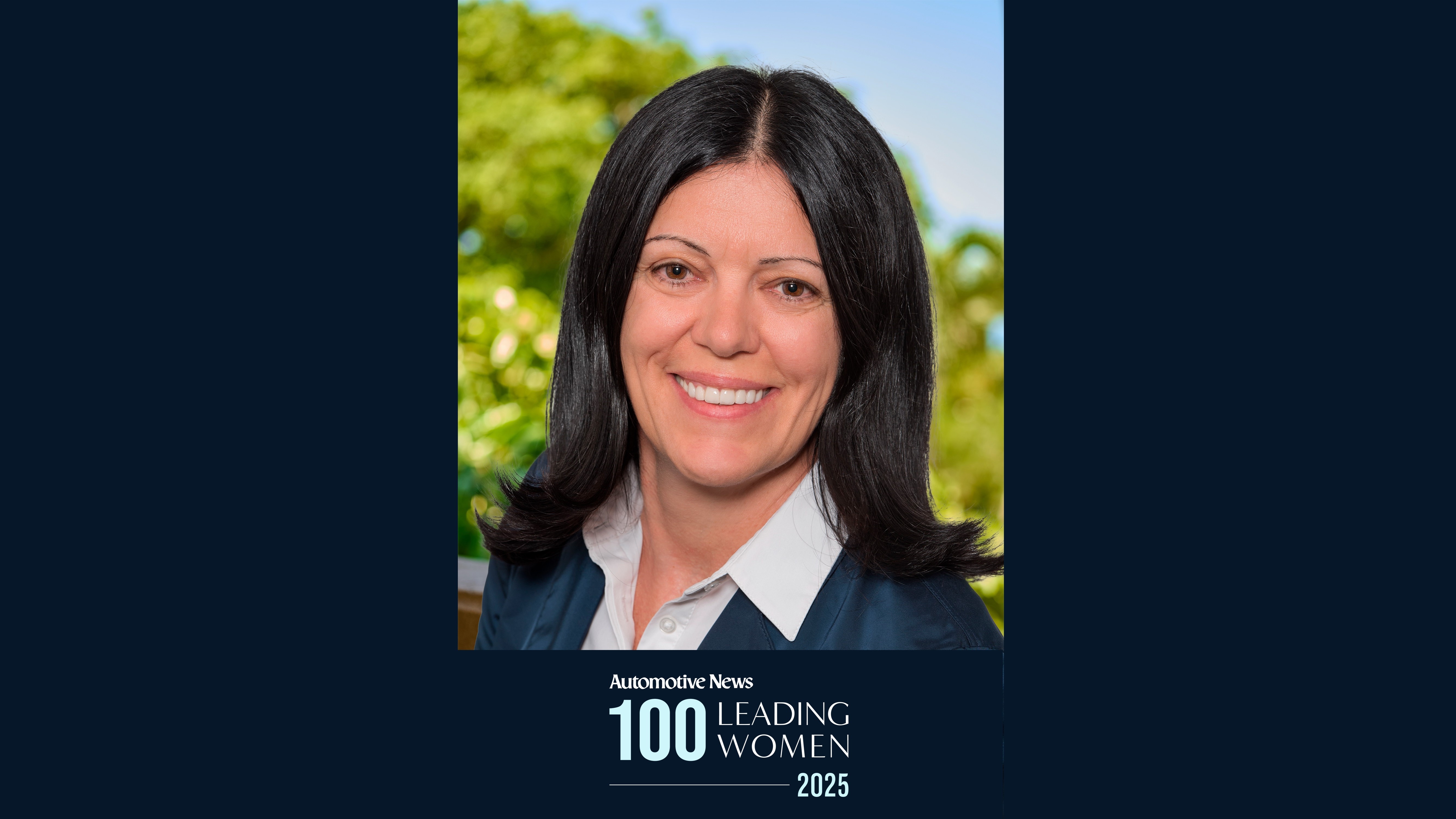 Smiling woman with blurred background