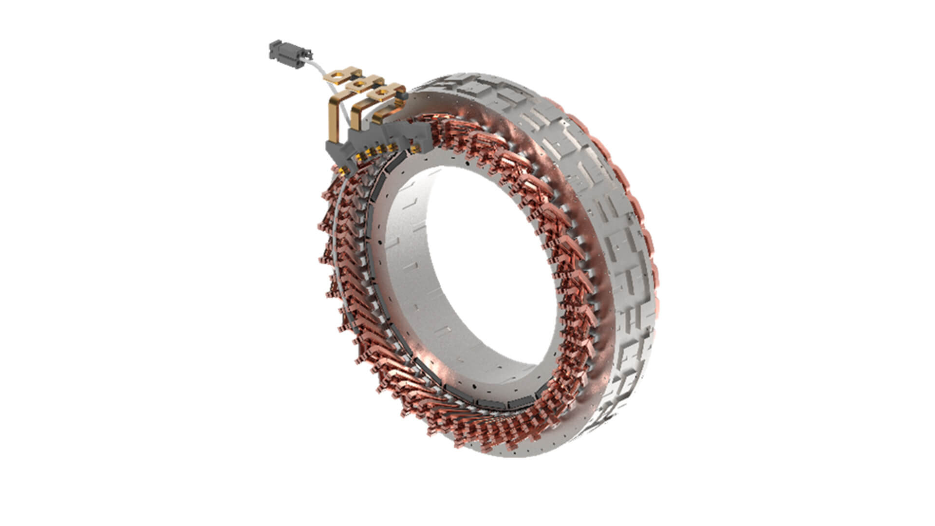 Ultra-Short High-Voltage Hairpin eMotor (S-HVH) technology on blank background