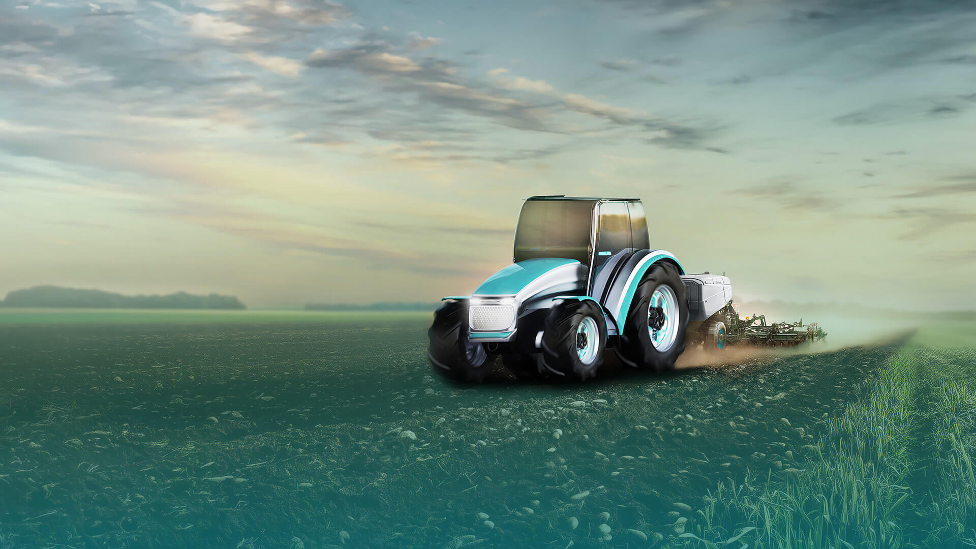 A green and black tractor