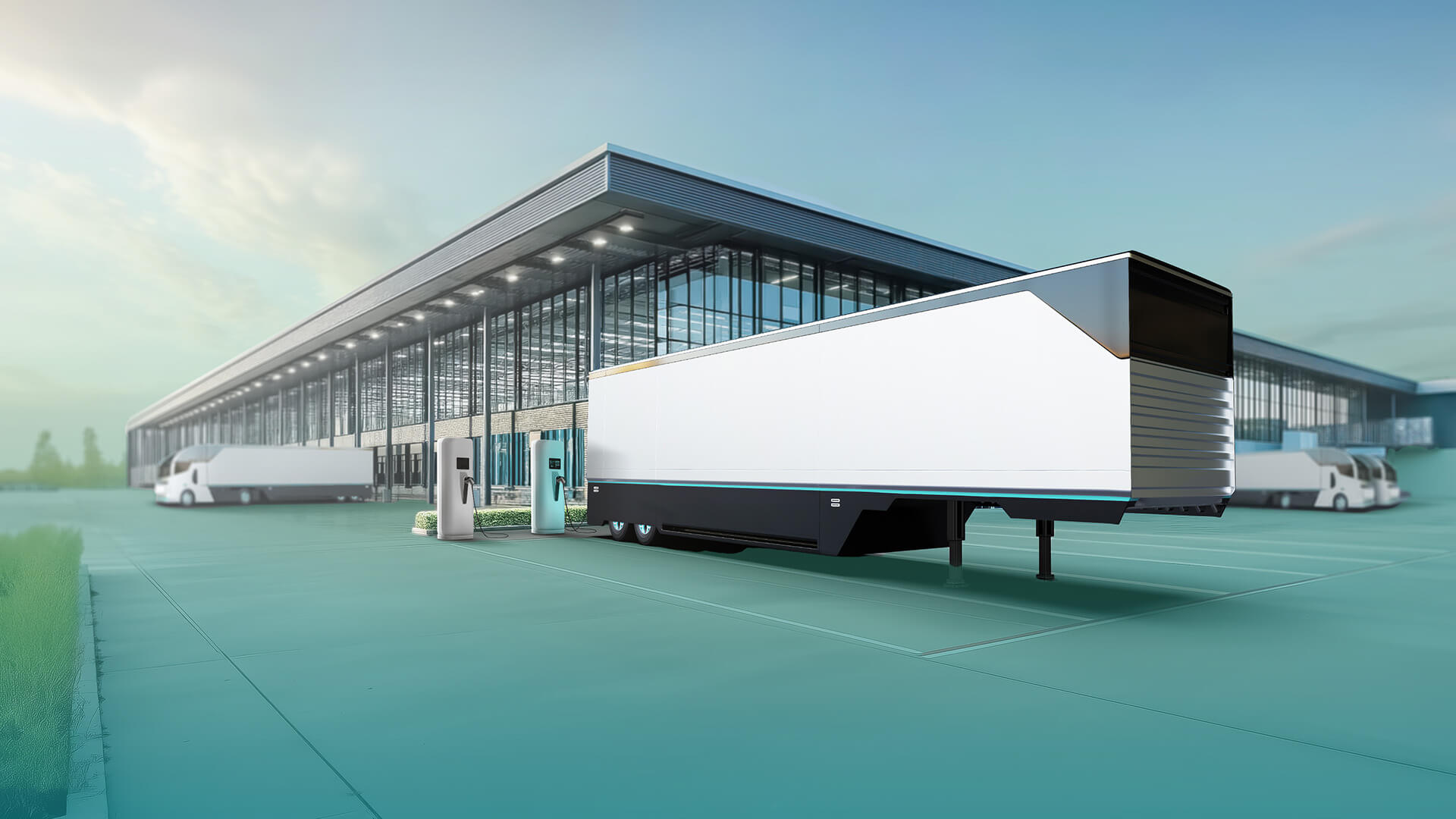 an electric supported trailer on a loading yard